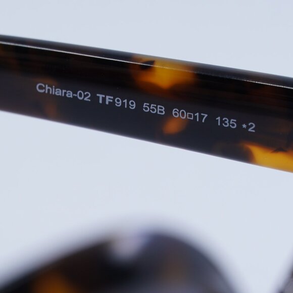 Tom Ford Chiara-02 FT0919 55B Sunglasses Havana Butterfly Frame, Smoke Lenses